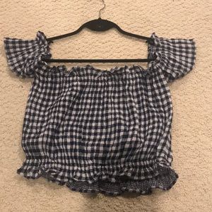 Checkered off the shoulder top